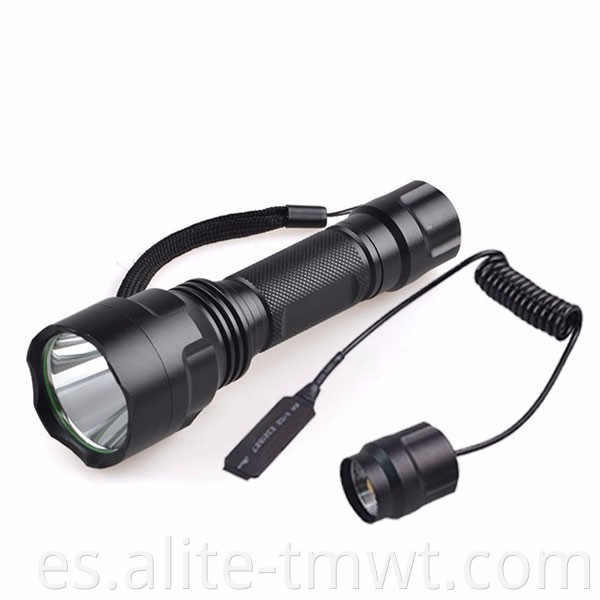 Torcha de linterna LED de LE LED de estilo C8 de alta distancia con montaje de caza e interruptor de presión